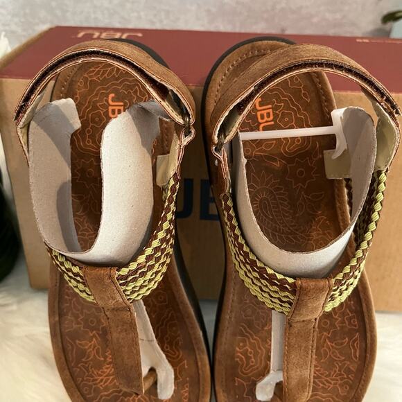 NEW JBU by Jambu Yasmin Velcro Bungee Floral Flats Sandals Saddle Sage Sz 6 - Picture 9 of 15